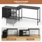 Costway L-shaped Computer Desk with Power Outlet, Drawers, Metal Mesh Shelves Rustic Brown/Black/White